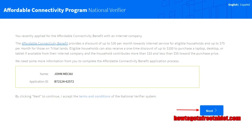 Apply for Affordable connectivity program and approved your application