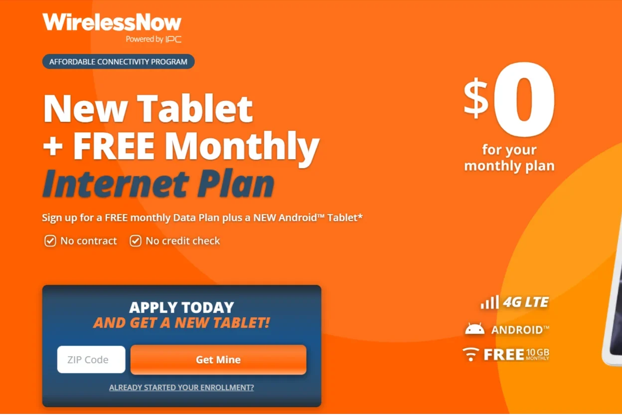 WirelessNow Free Tablet