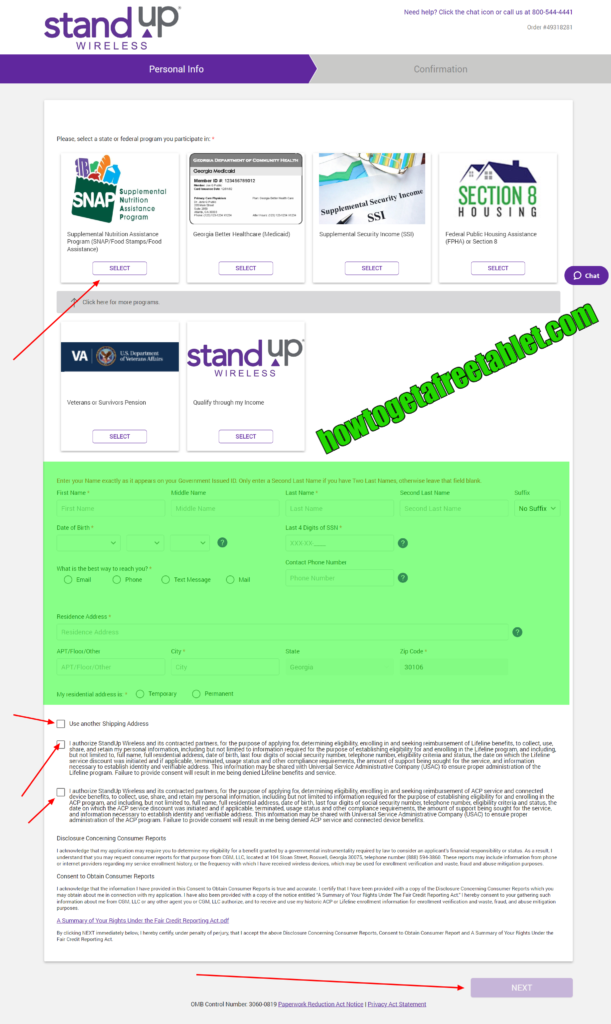 Select Standup Wireless Lifeline Assistance program